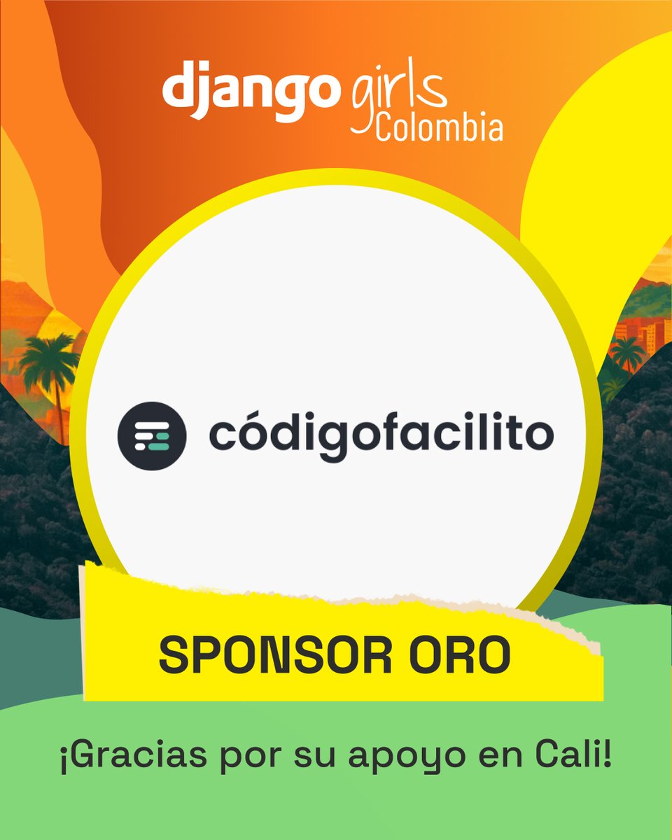 DjangoGirls Colombia (@djangogirlsco) on Twitter photo ✨ ¡Gracias a nuestro patrocinador Oro <a href="/codigofacilito/">Código Facilito 🐊</a>!✨
Nos llena de alegría contar con el respaldo de organizaciones que le apuestan a la educación, la inclusión y la tecnología como motores de cambio. 💻🧡
🙏 Gracias por su apoyo en el taller #DjangoGirlsCali2025 🌸 ✨ ¡Gracias a nuestro patrocinador Oro <a href="/codigofacilito/">Código Facilito 🐊</a>!✨
Nos llena de alegría contar con el respaldo de organizaciones que le apuestan a la educación, la inclusión y la tecnología como motores de cambio. 💻🧡
🙏 Gracias por su apoyo en el taller #DjangoGirlsCali2025 🌸