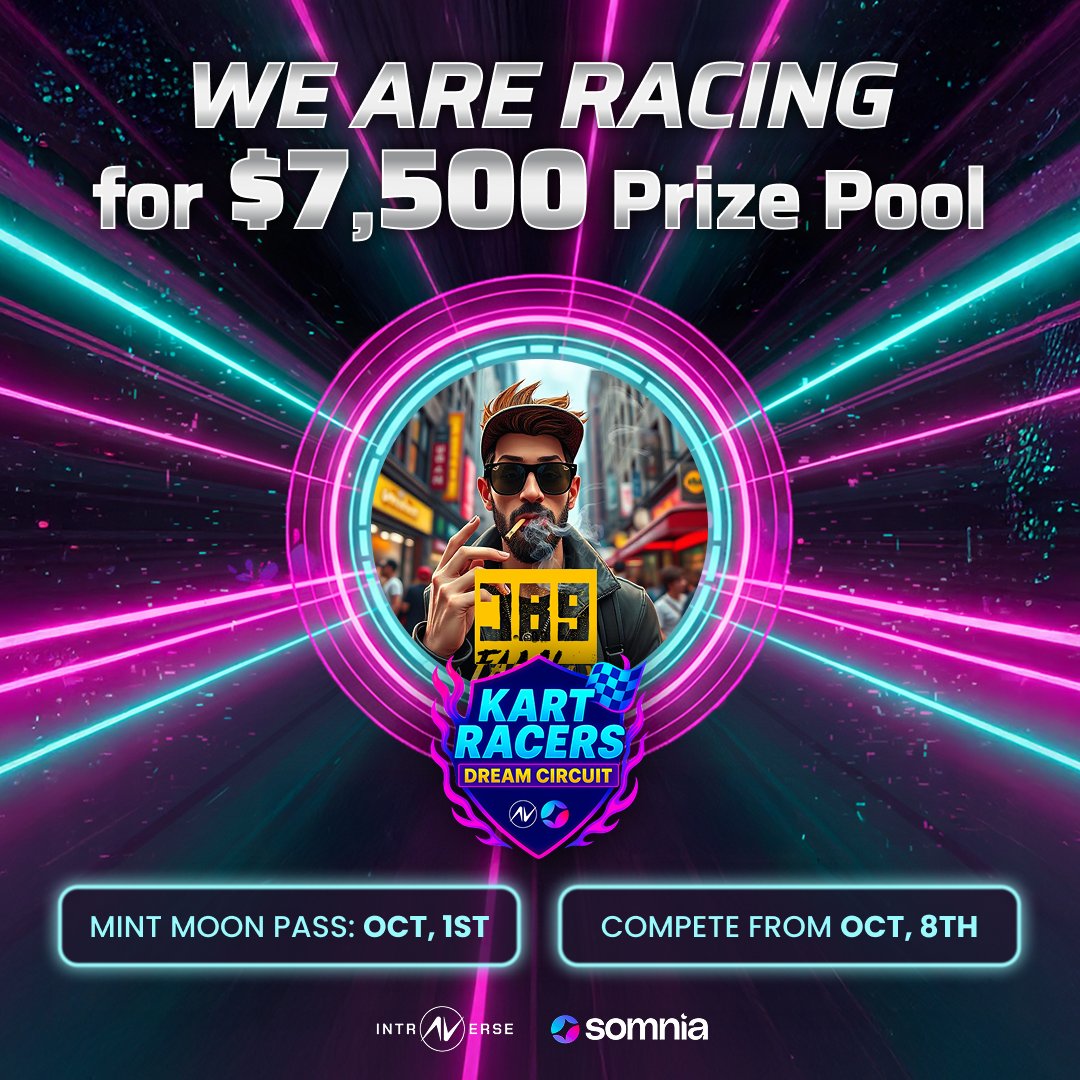 GN Somniacs 🚀🔥

We’re racing for $7,500 in the BIGGEST tournament powered by
<a href="/intraVerse_Game/">Intraverse</a> x <a href="/Somnia_Network/">Somnia</a> 🏎️💨
🎁 5x Moon Pass Giveaway (up to 200x in-game boosts!)
✅ Follow us + <a href="/intraVerse_Game/">Intraverse</a> + <a href="/Somnia_Network/">Somnia</a>
✅ Like ❤️ + RT 🔁
✅ Tag 2 frens to join the race 🏁
