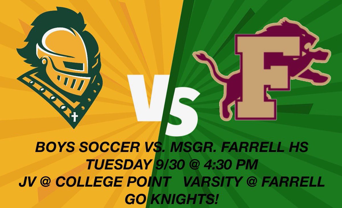 Good luck to both our Boys Soccer Teams . GO KNIGHTS!