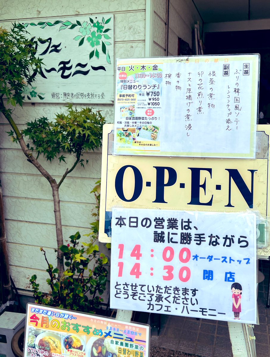 CHarmonyChiba's tweet photo. 【本日の営業時間】
誠に勝手ながら、本日9月30日（火）は、14時オーダ���ストップ、14時30分閉店とさせていただきます。ご不便をおかけして大変申し訳ありません💧施設行事のため、何卒ご了承ください🙇‍♀️ #千葉公園カフェハーモニー　#蓮華亭売店　#施設内研修会 https://t.co/PQGemZ2ACM