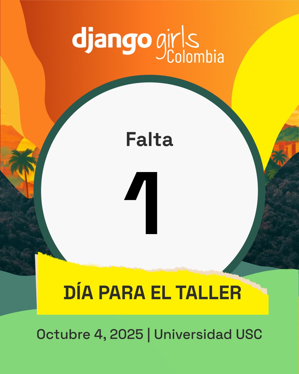 🌴💻 ¡Cali vibra con la tecnología! 🎉
Mañana es el gran día: llega el Taller de Programación para Mujeres Django Girls
Un espacio para aprender, crear y conectar con la comunidad tech en la sucursal del cielo. 🙌💜

📍 Más info: djangogirls.org/en/cali/

#DjangoGirls #CaliEsTech