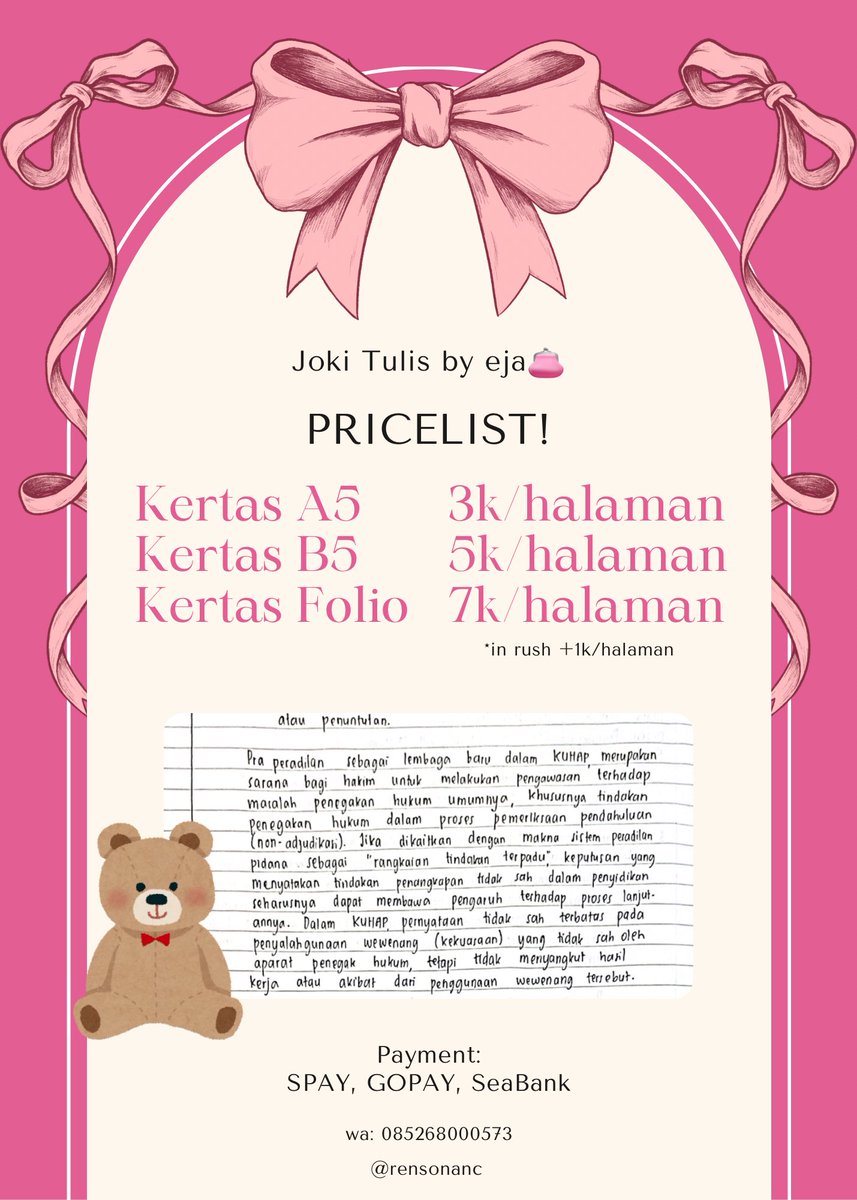 rensonanc's tweet photo. joki tulis openn yuk lgsg wa🥰 #zonauang https://t.co/R4LApR85ys