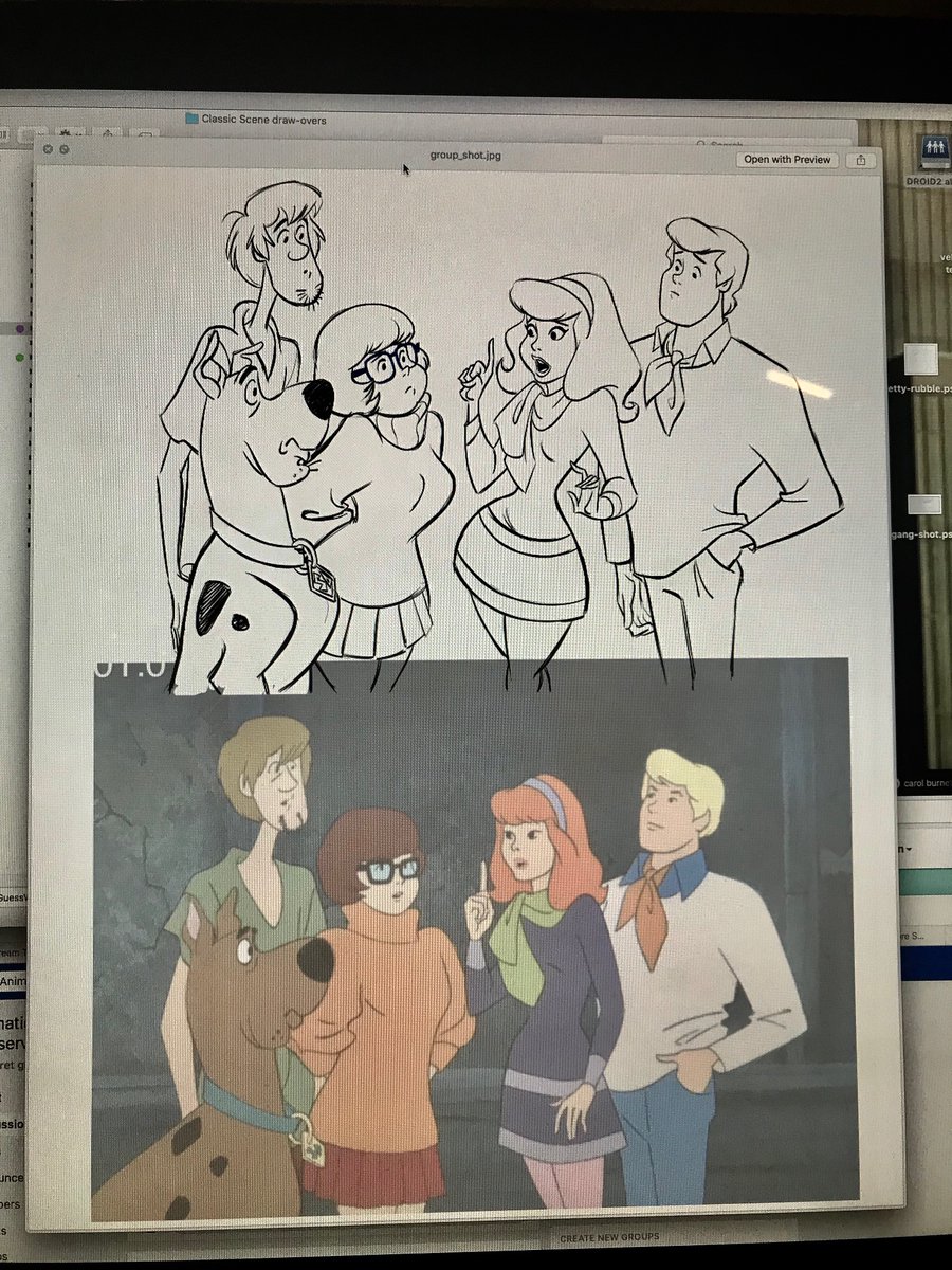Re-draw of a classic Scooby panel with the characters updated in the style of our Scooby Doo and Guess Who? show.  Tried to push them into a slightly cartoonier animated style.