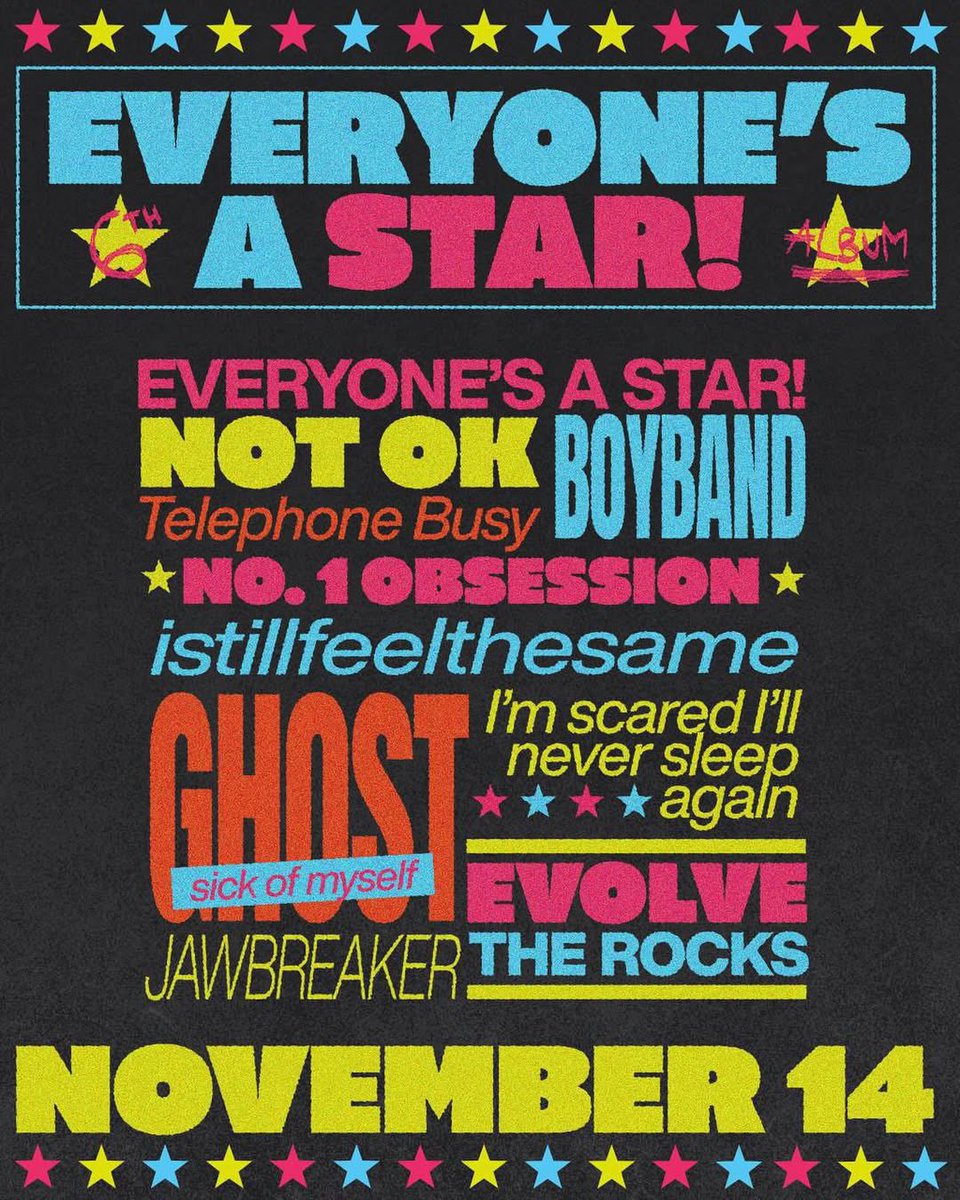 Track-list for Everyone’s A Star via yourfavoriteboybandhq on IG! ⭐️

#5SOSisNOTOK #YourFavoriteBoyband