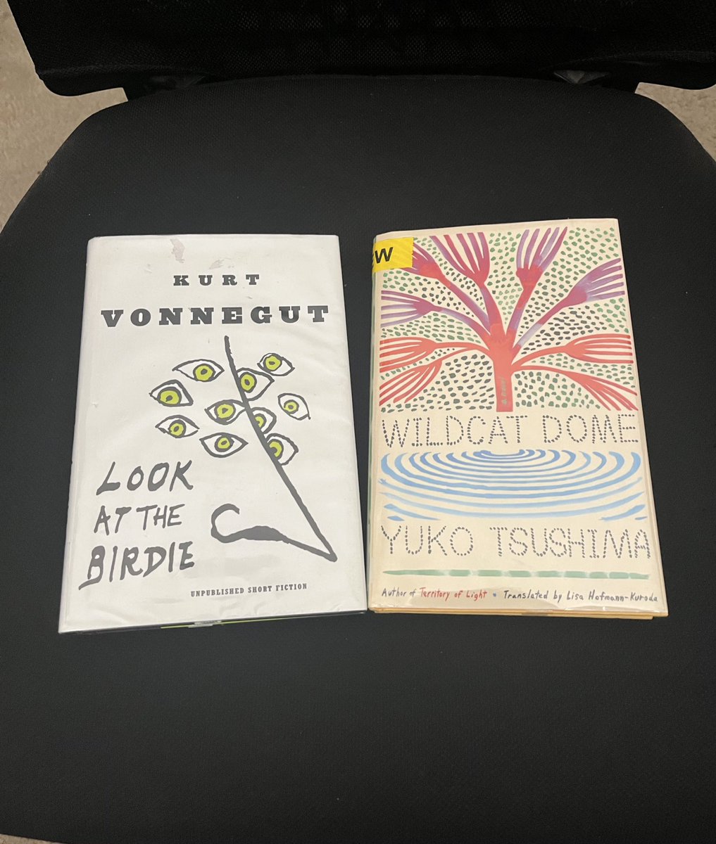 channelingpink's tweet photo. #librarymaxxing picked up some vonnegut and yuko tsushima, heard really good things about both authors https://t.co/3CQXmU0IxU