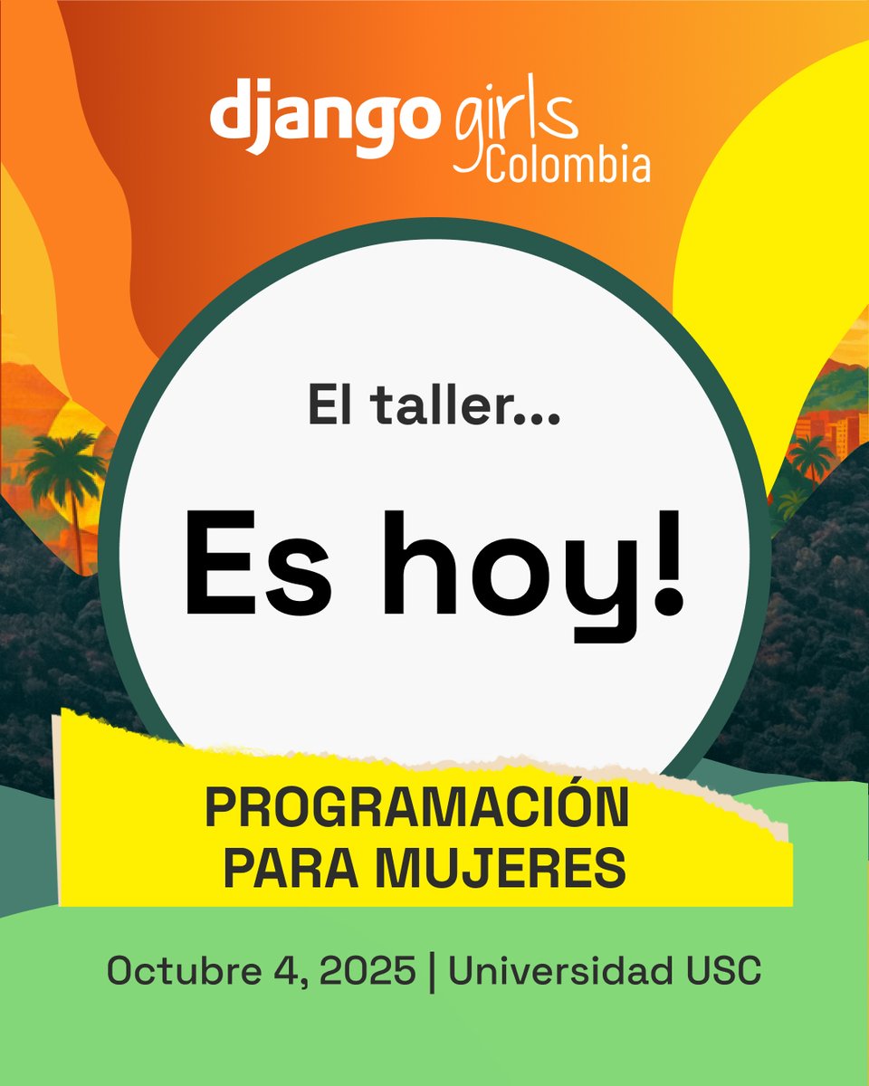 🌴💻 ¡Hoy es el gran día en Cali! 🎉
Damos inicio al Taller de Programación para Mujeres Django Girls, un espacio donde la magia del código se une con la energía única de nuestra ciudad. ✨
Comenzamos con nuestro primer print("Hello, Django girls!")...
#DjangoGirls