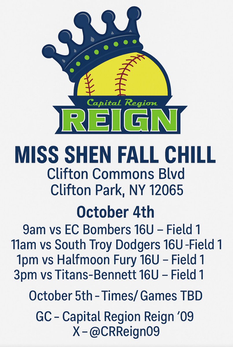 This weekend's tournament schedule! Let's Go Reign!!!