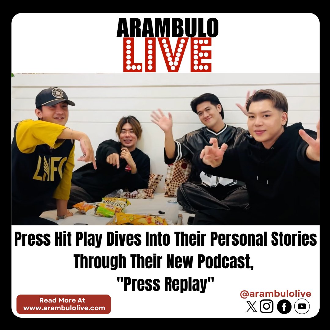 ArambuloLive's tweet photo. Press Hit Play Dives Into Their Personal Stories Through Their New Podcast, "Press Replay"

Read more here: https://t.co/kASV17ZLWj

@PressHitPlay @xxivchrls @JPsoliva @yuukigito_ @s_sev__ #Press_Hit_Play #PressReplay https://t.co/SfV9vi1FYY