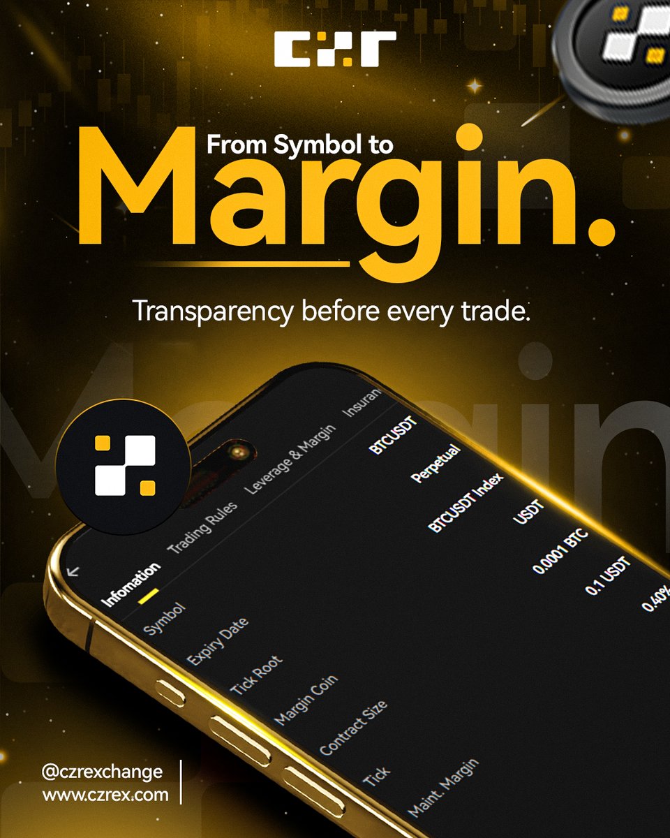 czrexchange's tweet image. ⚡ From Symbol to Margin — we keep it transparent.
Trade with clarity, control, and confidence on @czrexchange.
🔗 czrex.com
#CZRExchange #Crypto #MarginTrading