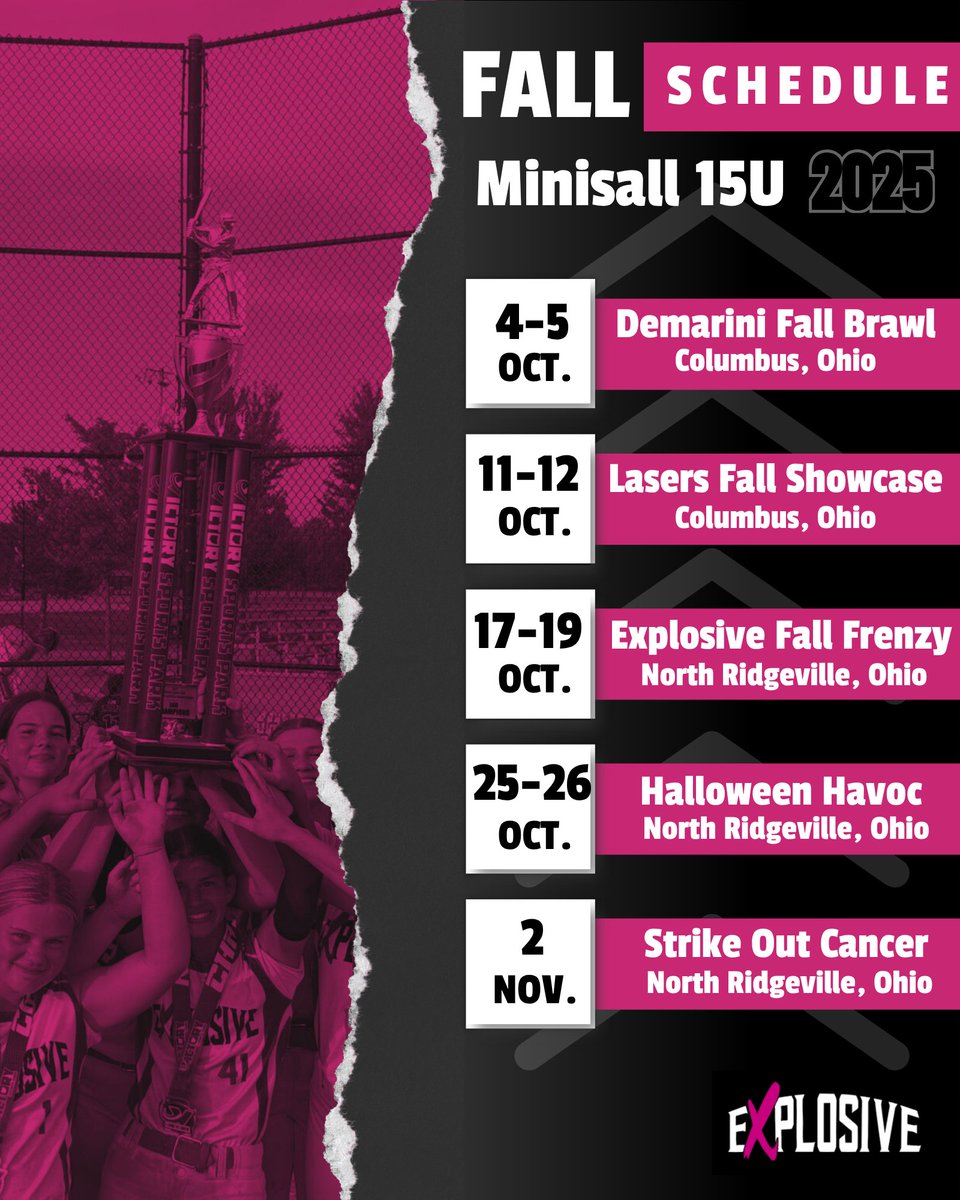 ExplosiveSB's tweet photo. Updated Fall Schedule. We've had a few changes. https://t.co/tzdWcTRNdM