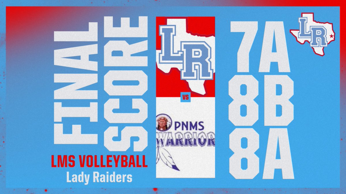 🔥🏐 Congrats to our LMS Lady Raiders! 🏐🔥

Big shoutout to our 7A, 8B, and 8A teams for bringing home the W against the Port Neches Middle School Lady Warriors today in Port Neches! 💪💙

Your hard work, hustle, and teamwork continue to shine — way to represent, ladies! 💯🙌