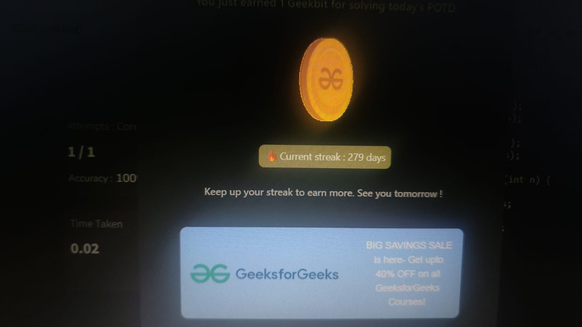 Jatin_lifo82's tweet image. 🌟Day 272 👨💻.
Solve @geeksforgeeks || @LeetCode
POTD Cpp⚡
Question LC. Find Triangular Sum of an Array 2221 Medium ✅.
Question GFG. Generate all binary strings Medium ✅.
#geeksforgeeks #leetcode #DSA #POTD
@LeetCode @geeksforgeeks #CPP25 #CodingChallenge