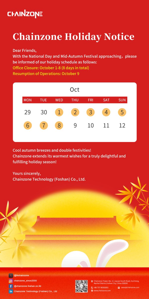 fschainzone's tweet photo. 📅 【𝐂𝐡𝐚𝐢𝐧𝐳𝐨𝐧𝐞 𝐇𝐨𝐥𝐢𝐝𝐚𝐲 𝐍𝐨𝐭𝐢𝐜𝐞】
#Chainzone #Holiday https://t.co/zGbQv2lz4M