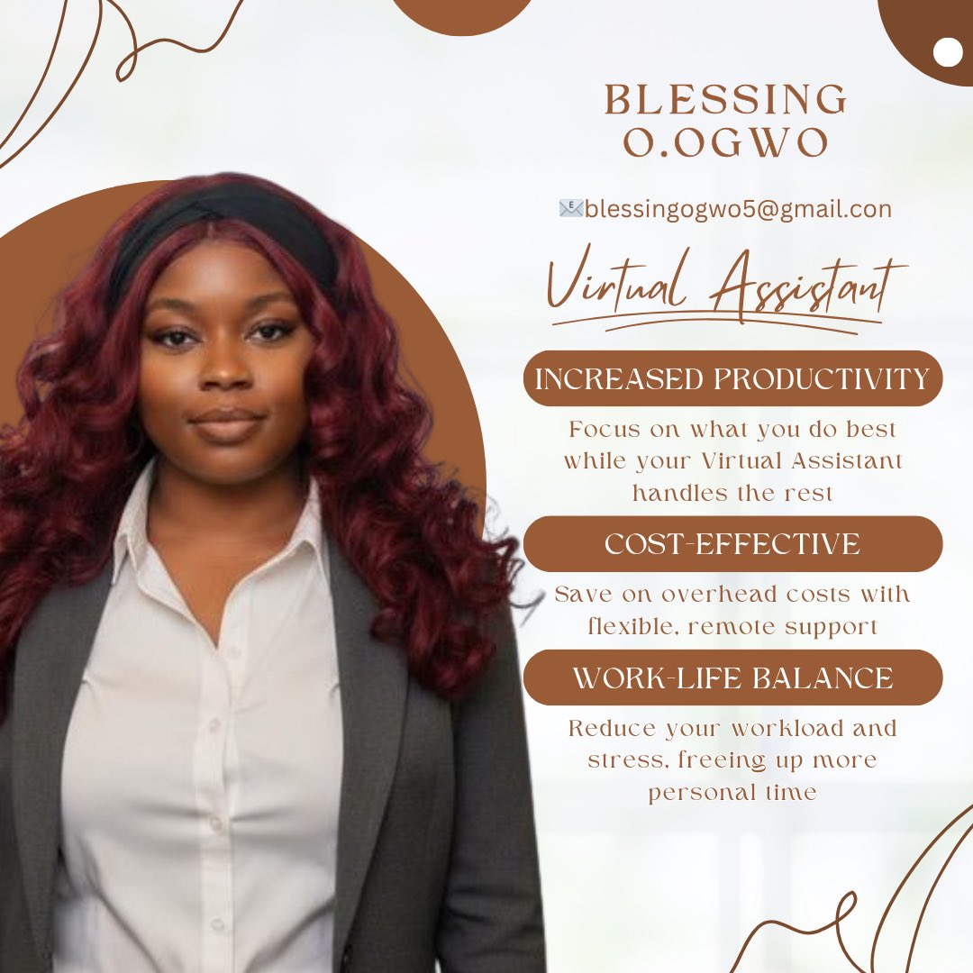 Blessingniki's tweet photo. I hope this message finds you well. My name is Blessing O . Ogwo, a virtual assistant with expertise in administrative tasks, email management, and technical support, I'm excited to offer my services to you for FREE!
 Feel free to reach out to me . 
#virtualassistant 
#DiorSS26 https://t.co/qYiE1ODgRI