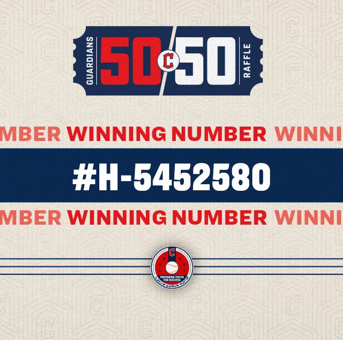 The winner of our last big REGULAR season jackpot! If this is your ticket please email 5050@cleguardians.com to collect your winnings! See you tomorrow for our Wild Card Raffle!