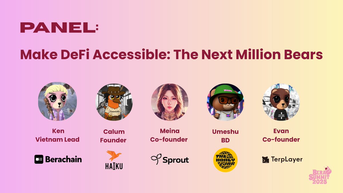.<a href="/justin_bi3bera/">Justin Biebera 🐻⛓️</a> • Vietnam Lead, Berachain
<a href="/Swaytide27/">Calum Roberts</a> • Founder, Haiku
<a href="/CryptoMeina/">Meina 🌱</a> • Co-founder, Sprout
<a href="/0x_Umeshu/">Umeshu (henlo,henlo) 🐼⛓️‍</a> • BD, The Honey Jar
<a href="/VanVey99/">Evan_81</a> • Co-founder, Terplayer