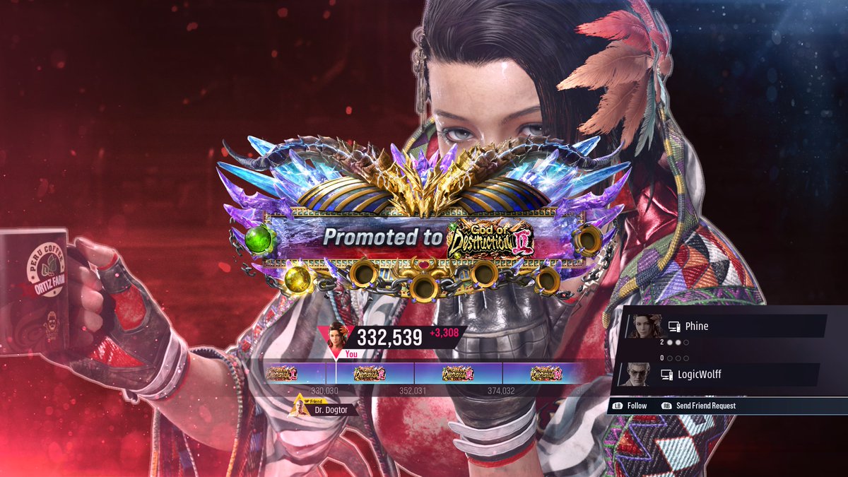 After about probably 25 or more demotions/promotions from GoD1 back to GoD I finally reached GoD2.  GGS to everyone played.  Especially to LogicWolff, as the promotion match really went down to the wire.