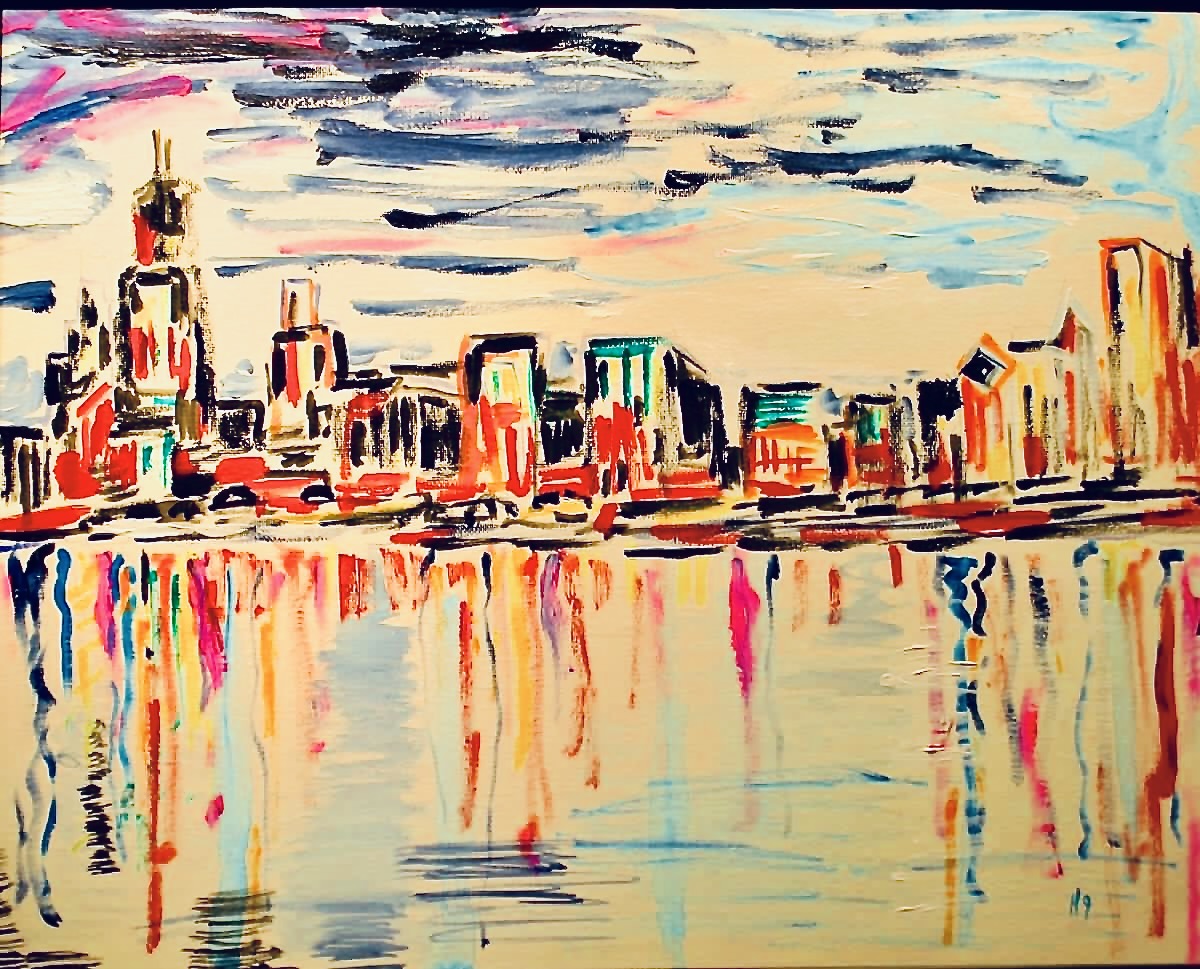 newHGman's tweet image. #SkyLine ~&amp;gt;  #Chicago #Reflected #LakeMichigan ~ 
#Painting ~&amp;gt; #24x36in ~ #CanvasBoard ~ 
#ART ~&amp;gt; #EastofEden_Artist