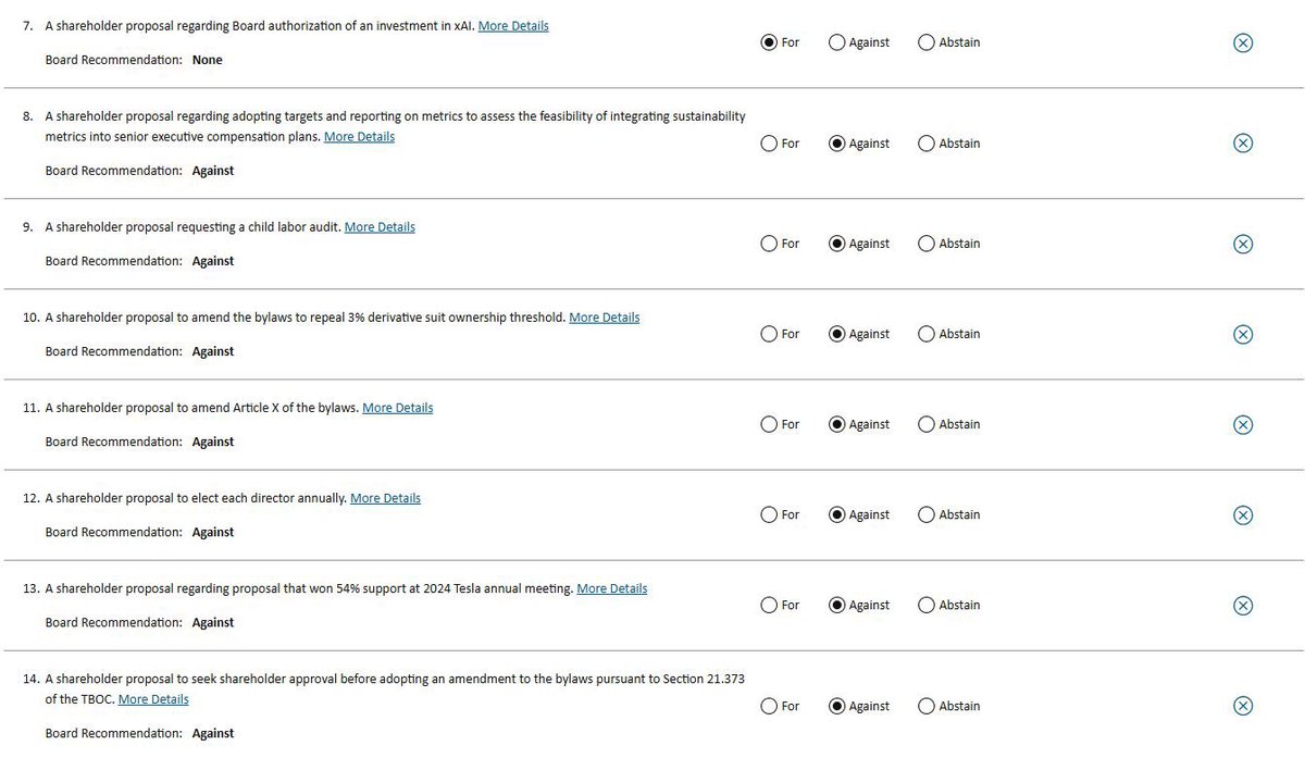 키움증권 $TSLA 의결권 행사 방법

global_vote@kiwoom.com

위의 이메일로 아래 내용들을 작성해서 보내면 끝.

이메일 제목 : 테슬라 의결권 행사_고객명

내용
▶ 고객명:
▶ 계좌번호:
▶ 종목: 테슬라 (TSLA)
▶ 의사 (찬성/반대/기권 택 1)
    1a.
   1b.
    1c.
    2.
    3.
    4.