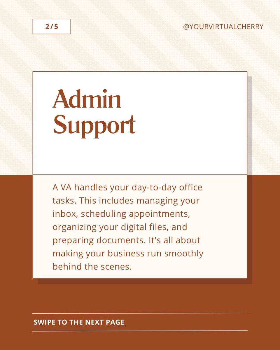 _virtualcherry's tweet photo. What a Virtual Assistant Does 

Feeling overwhelmed? A Virtual Assistant handles the tasks you don't have time for, giving you your day back. Work smarter, not harder. 

#YourVirtualCherry #VirtualAssistant #VAServices #WorkSmarter #SmallBusinessSupport https://t.co/uDcuXV865J