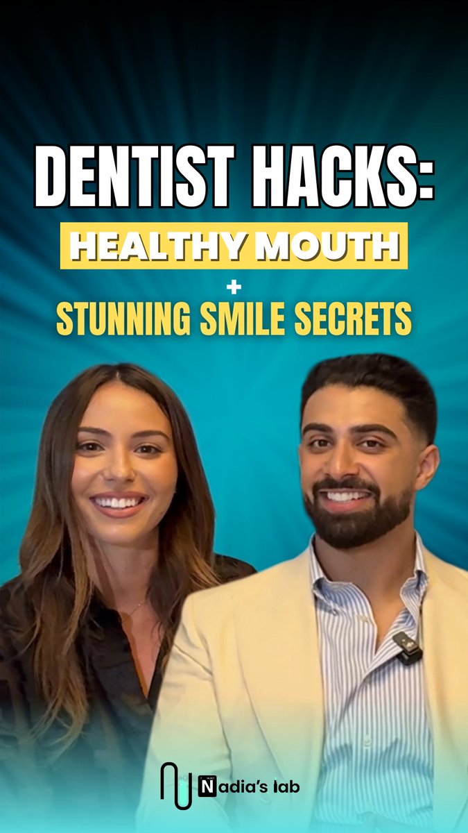 nadiaslab's tweet photo. New episode! UK dentist Dr Dehal on the NHS→private journey, daily habits (spit—don’t rinse), safe whitening (skip charcoal), TikTok trends, and how gum health links to whole-body health.
Watch now — link in bio. 🦷✨ https://t.co/DBIUSLtITa