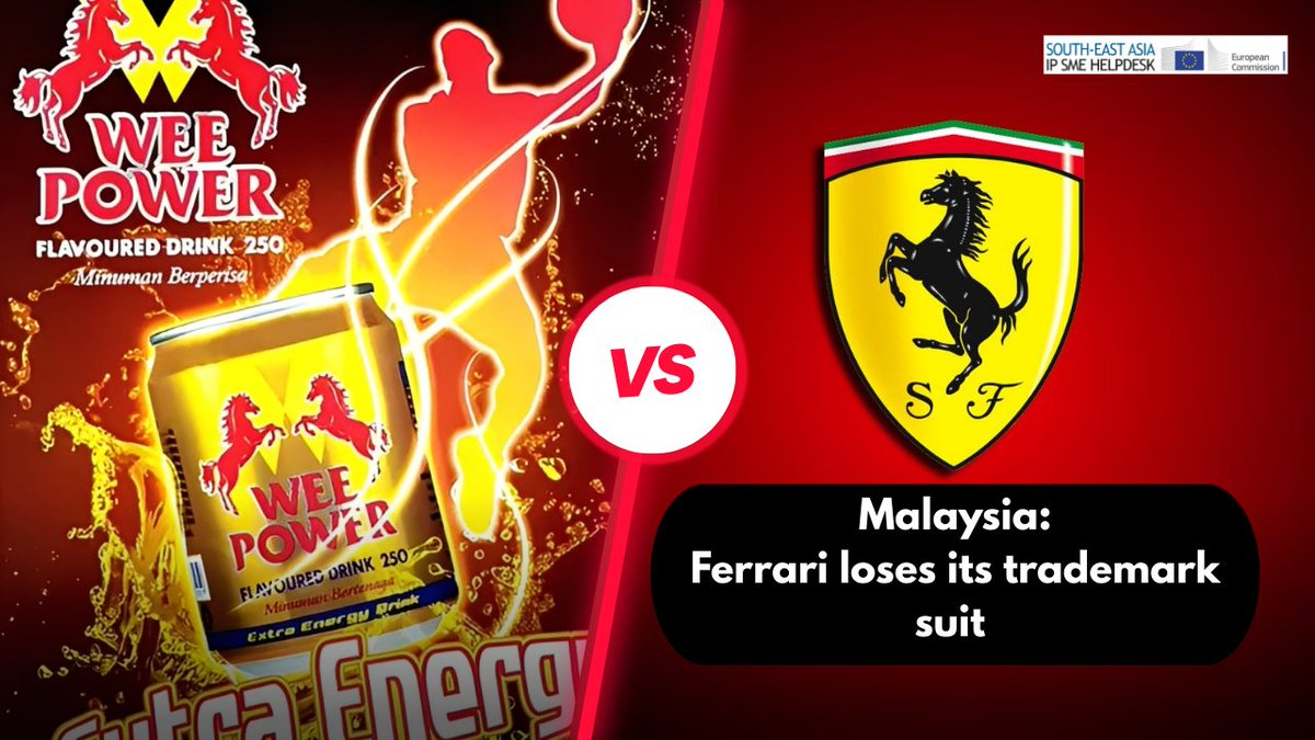 🔔 Ferrari lost a trademark suit against Malaysian drink brand “Wee Power”, as the court found no confusion between its logo and a local drink brand’s mark. The case highlights how trademark rulings depend on context, industry, and consumer perception.

➡️ ow.ly/OhFn50X477A