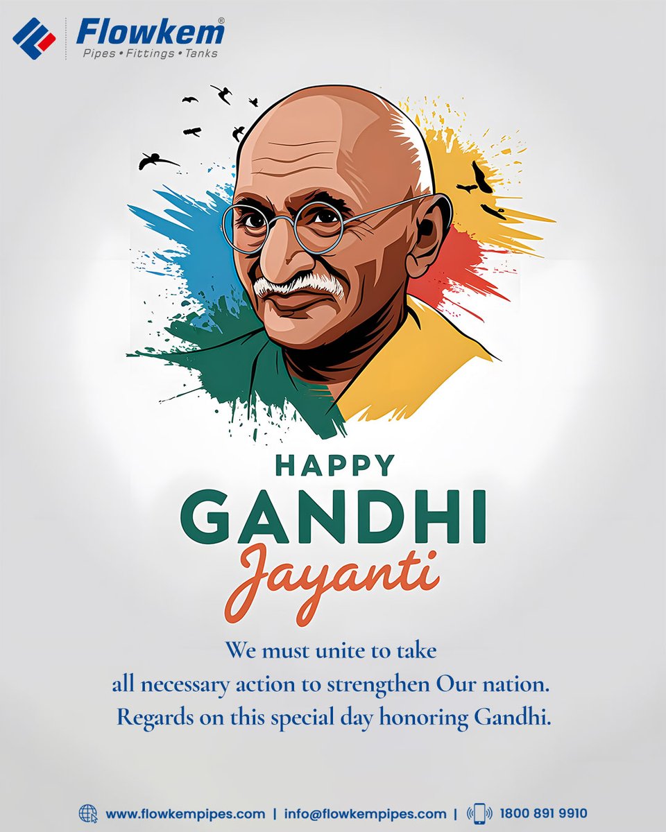 Flowkem1's tweet image. On this Gandhi Jayanti, let us remember the teachings of truth, peace, and non-violence.
May his vision guide us towards harmony, justice, and equality.
Happy Gandhi Jayanti 2025!
.
.
#GandhiJayanti #MahatmaGandhi #FatherOfTheNation #2October #PeaceAndNonViolence #TruthAndPeace