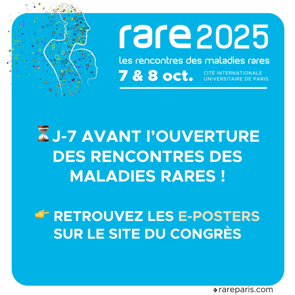RENCONTRES DES MALADIES RARES 2025
⏳ J-7 AVANT L'OUVERTURE DES RENCONTRES DES MALADIES RARES : rareparis.com/inscription/
👉 Retrouvez en avant première les e-posters : rareparis.com/e-posters/
🎯 Découvrez le programme final : rareparis.com/programme/
#maladiesrares