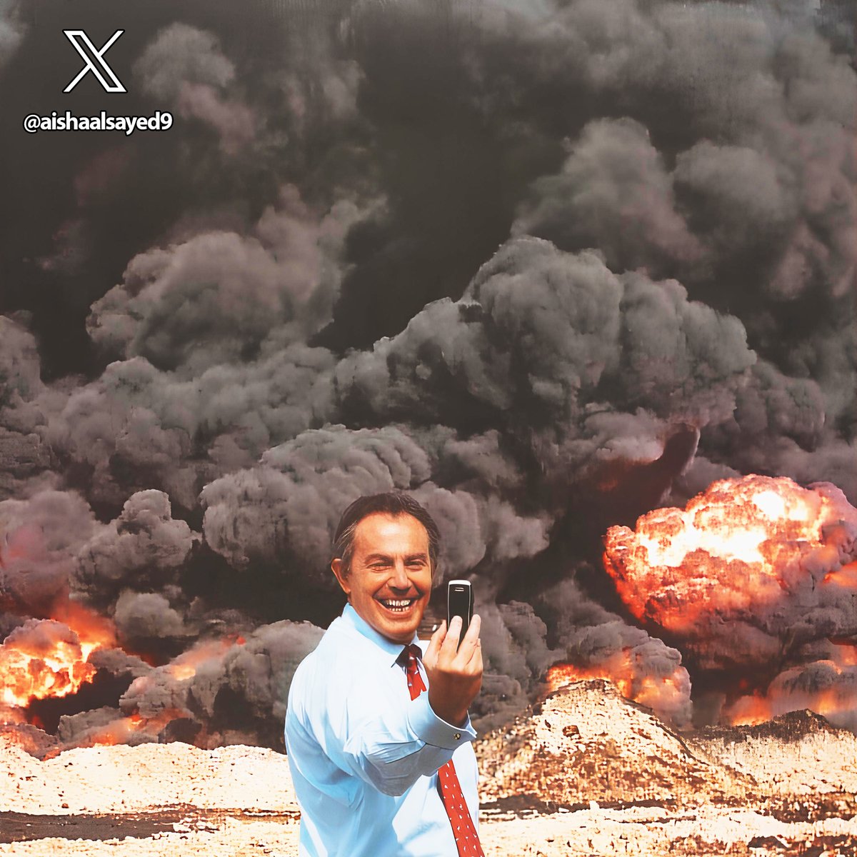 عندما كنت صغيرة اجتمعت العائلة في يوم العطلة، وبينما كان الكل يتحدث في امور عامة ويضحكون، كان ابي يتابع حرب العراق من التليفزيون "كانه في عالم اخر" يركز في كل التفاصيل ويستمع لكل تصريح منهم بتركيز، حتى ظهر على الشاشة شخص ما ببدلة وربطة عنق زرقاء يتحدث الانجليزية ليقول (امرت