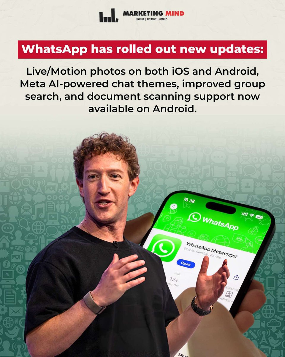 MarketingMind_'s tweet image. The update brings several new improvements to WhatsApp, aimed at enhancing the overall user experience.

#MarketingMind #WhatsApp #FeatureAlert