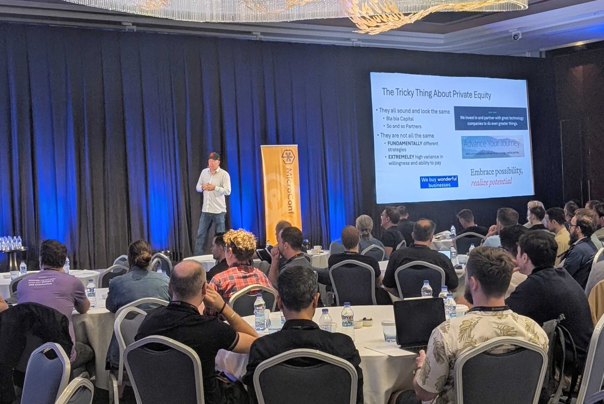 Day 2 opens with <a href="/einarvollset/">Einar Vollset 🇳🇴🇺🇸</a> on the most misunderstood B2B SaaS buyers. Shocker: turns out they’re not confused... WE are. #MicroConf