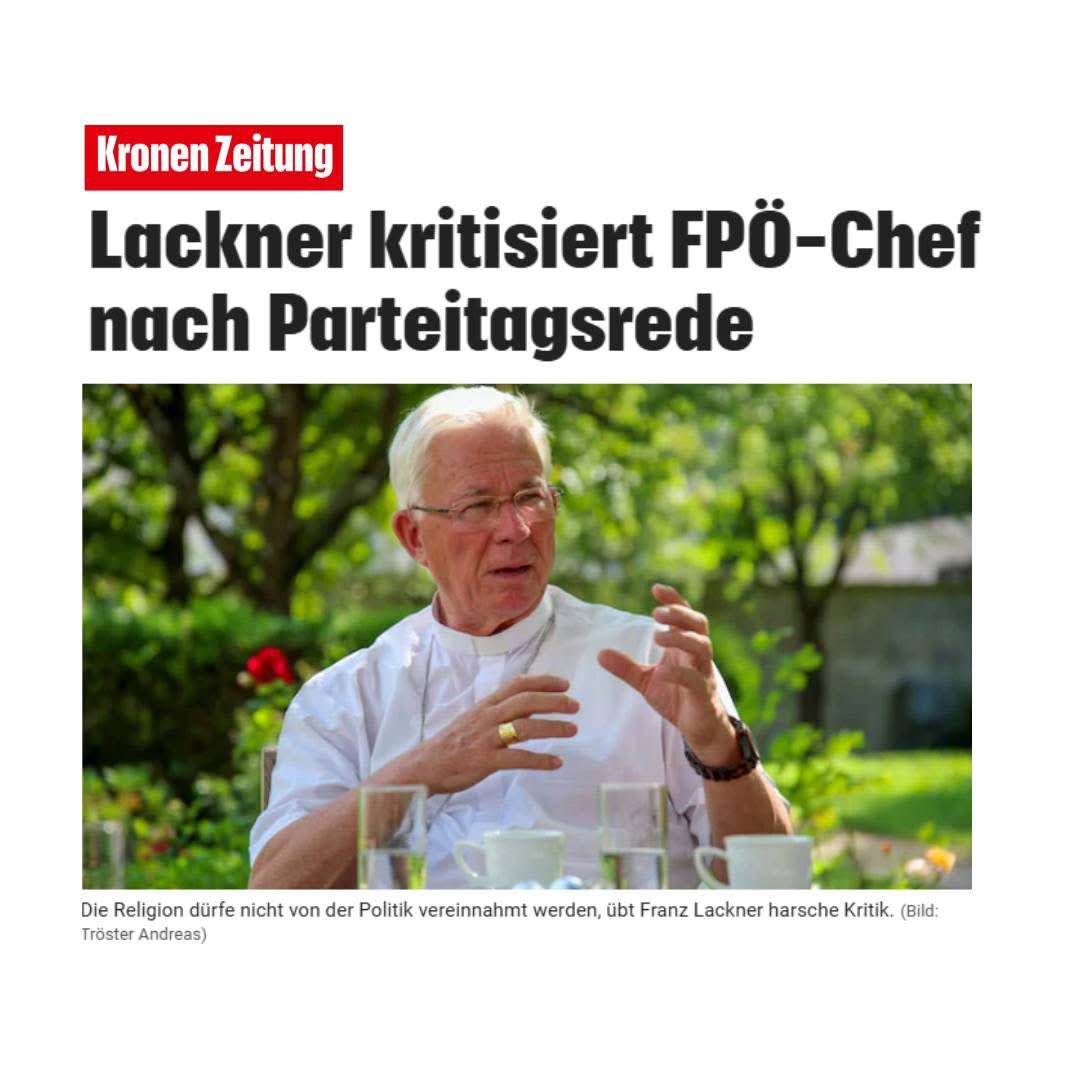 JungereCato's tweet photo. Die katholische Kirche hat einen deutlichen Linksdrall bekommen u.unterscheidet sich in Europa kaum mehr von der linkswoken evangelischen Kirche! #Lackner prangert die Vereinnahmung der Kirche an,kritisiert Kickl und macht
sich dabei selbst zu einem linkswoken Islamunterstützer! https://t.co/46wqLD0yVF
