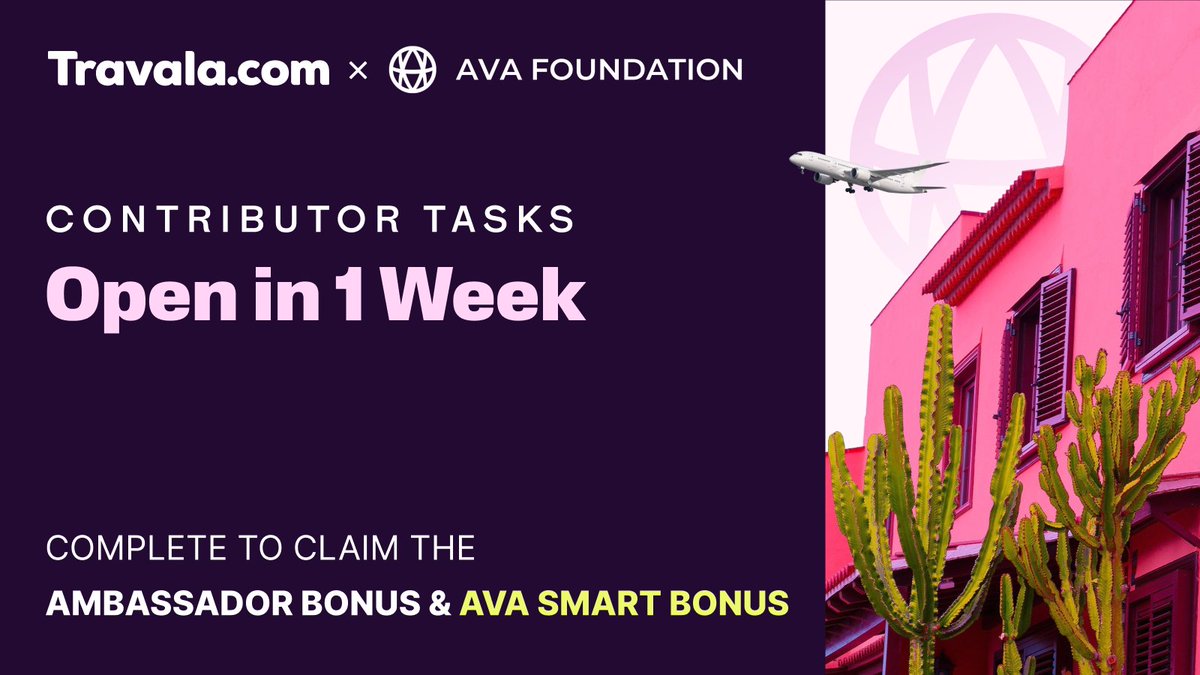 travalacom's tweet image. 📅 Mark your calendars! Our next Contributor Tasks open on October 7th!

Complete tasks to get an AVA Smart Bonus (for all Smart members except Smart Basic) &amp;amp; an Ambassador Bonus (Diamond members only).

🔹Tasks: Oct 7–21
🔹Claim: Oct 28–Nov 11

🔗 Link will be posted on Oct 7