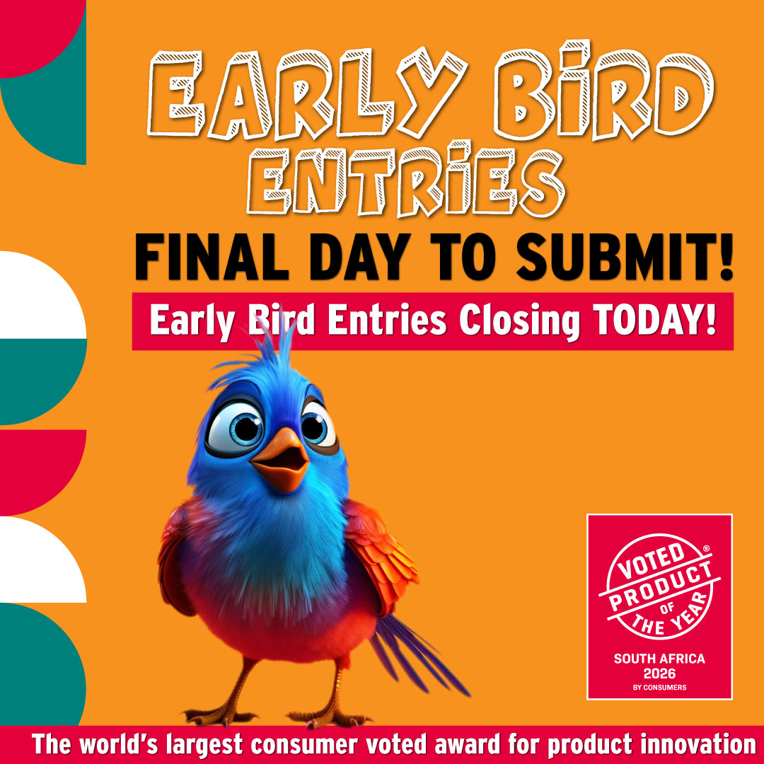 🚨 Final chance for the Early Bird entry!
87% of 2025 winners said the POY seal boosted consumer confidence. 
Don’t miss out!
📅 entries close 31 Jan 2026.

Enter now: productoftheyear.co.za/enter/

#ProductOfTheYear #Innovation