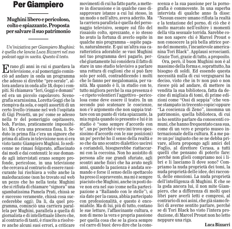 pulcetto's tweet photo. Appello di @LucaBizzarri per #Mughini https://t.co/xfHGajcxML