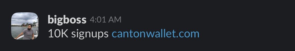 10k signups on <a href="/CantonWallet/">Canton Wallet by Send</a> in less than 24 hours.