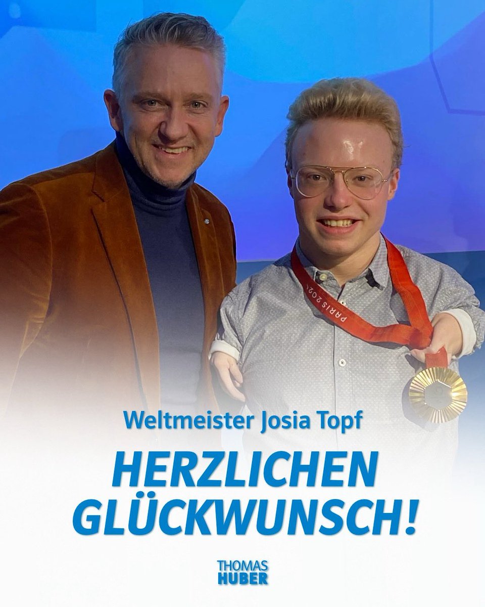Ich gratuliere unserem Weltmeister Josia Topf herzlich zu 4 Medaillen bei den Para-Schwimm-Weltmeisterschaften 🫶. Damit zeigt Josia, wie kraftvoll die Kombination aus Wille, Disziplin und Leidenschaft sein kann – eine Inspiration weit über das Becken hinaus !