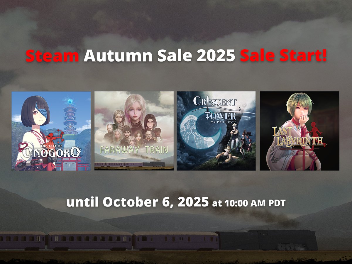 AmataGamesEN's tweet image. [Sale]Steam Autumn Sale 2025 is here!
Titles from AMATA Games will be available for purchase at Steam Store.
📌Until October 6, 2025, 10:00 AM PDT
詳細 ▶️ store.steampowered.com/publisher/AMAT…