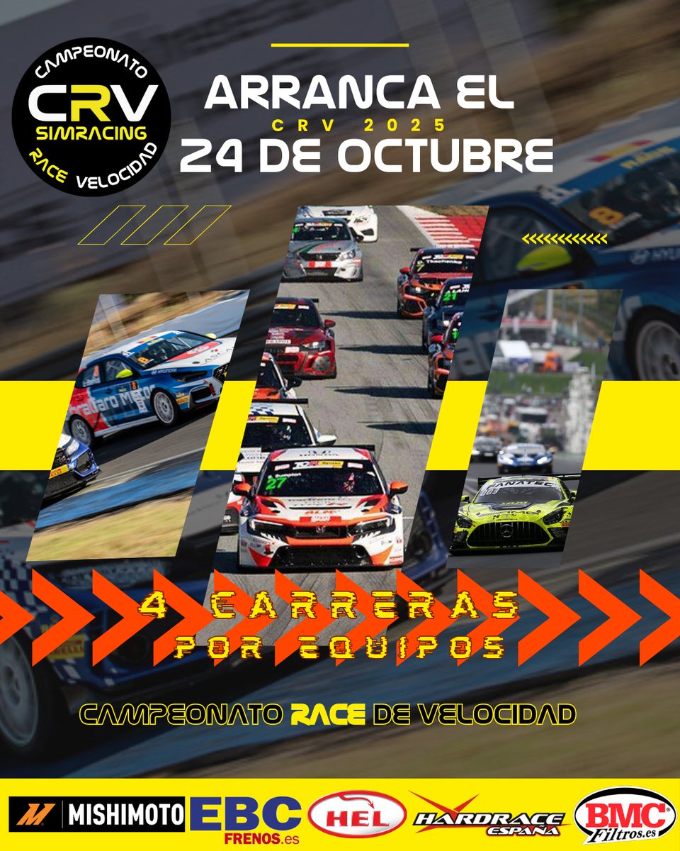 SIMRACINGMADRID's tweet image. 🔥 🔥 🔥 
⚫️CAMPEONATO RACE💣 
🟡 ARRANCA EL 24 DE OCTUBRE

📝INSCRICIONES ABIERTAS:
discord.gg/RRJRBMdgF2

#simracing #crv #campeonatorace #gocrv #wearecrv #gt7