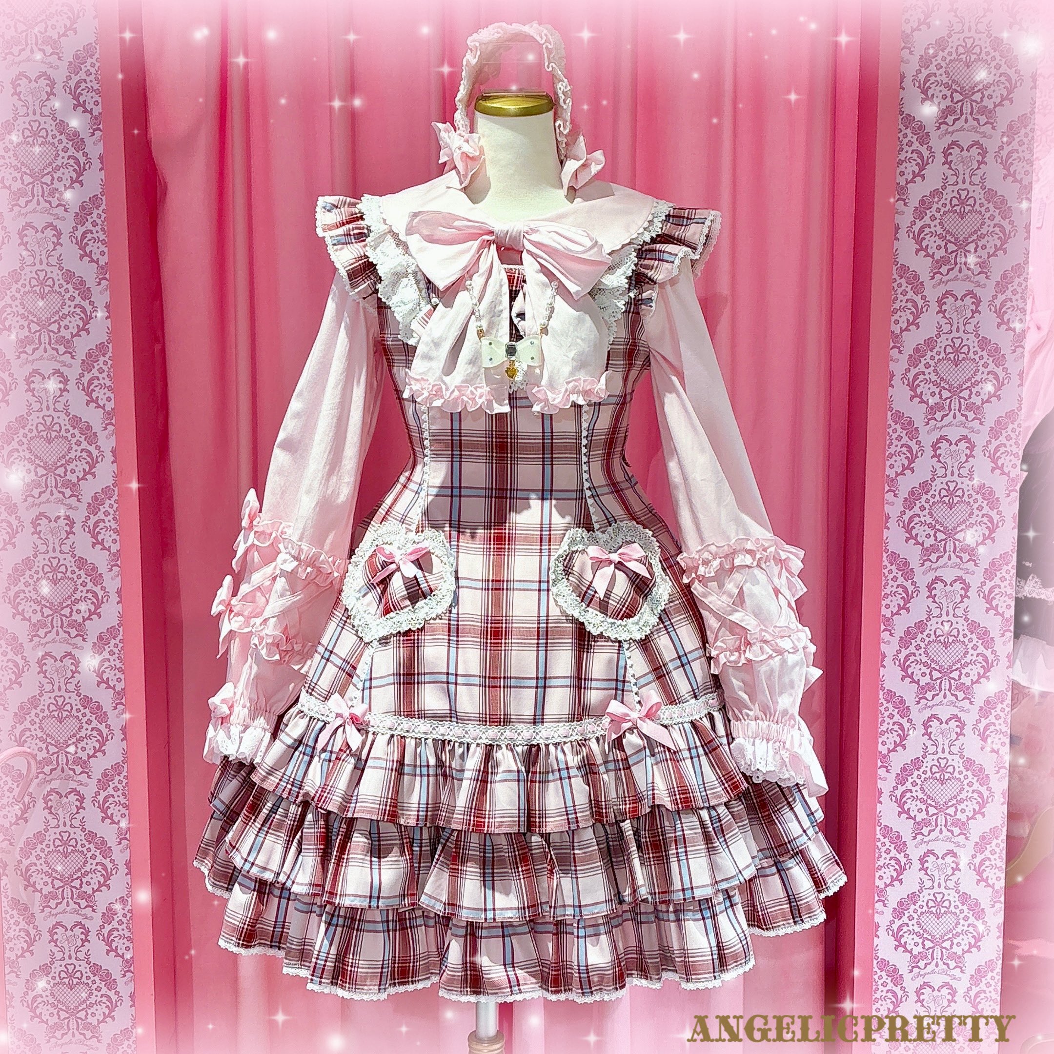 Cute Heart ジャンパースカート(タータン) ピンク 商品詳細ページ