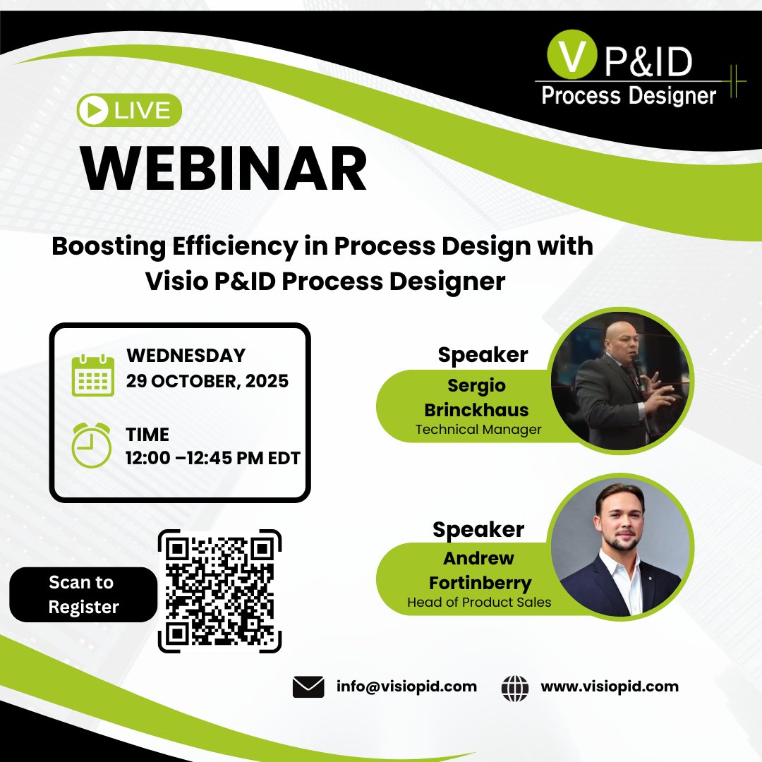 Register here 👉register.gotowebinar.com/#register/7873…

Don’t miss our live webinar on Boosting Efficiency in Process Design with Visio P&amp;ID Process Designer

📅 Date: Wednesday, 29th Oct 2025
🕛 Time: 12:00 PM – 12:45 PM EDT

Reserve your spot today!

#Efficiency #digitaltwin #webinar