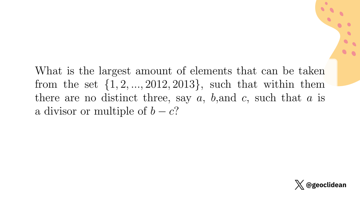 geoclidean's tweet image. Largest Subset
#CombinatoricsProposed #Combinatorics