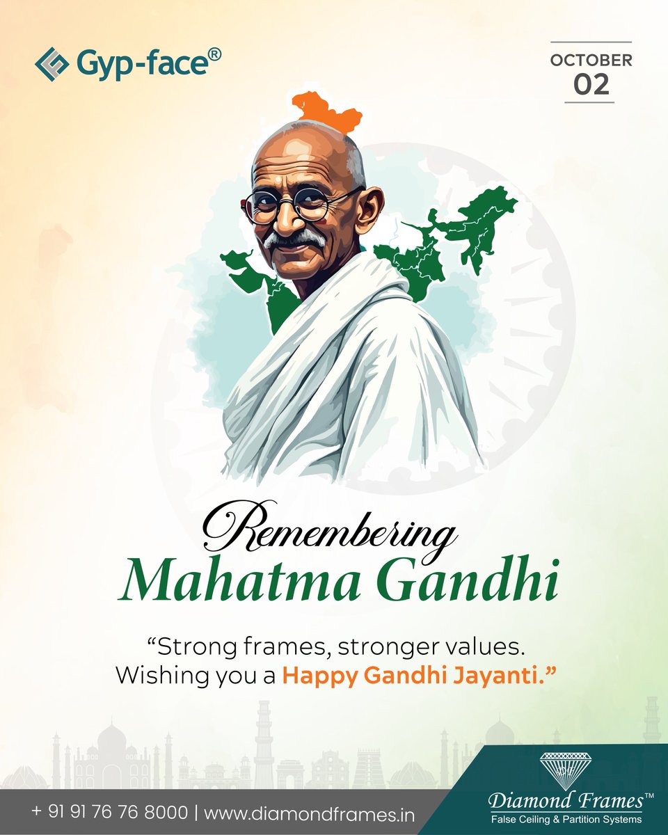 diamondframe's tweet image. Remembering Mahatma Gandhi - “Strong frames, stronger values. Wishing you a Happy Gandhi Jayanti.”

#GandhiJayanti #ceilingchallenge #falseceiling #interiordesigner