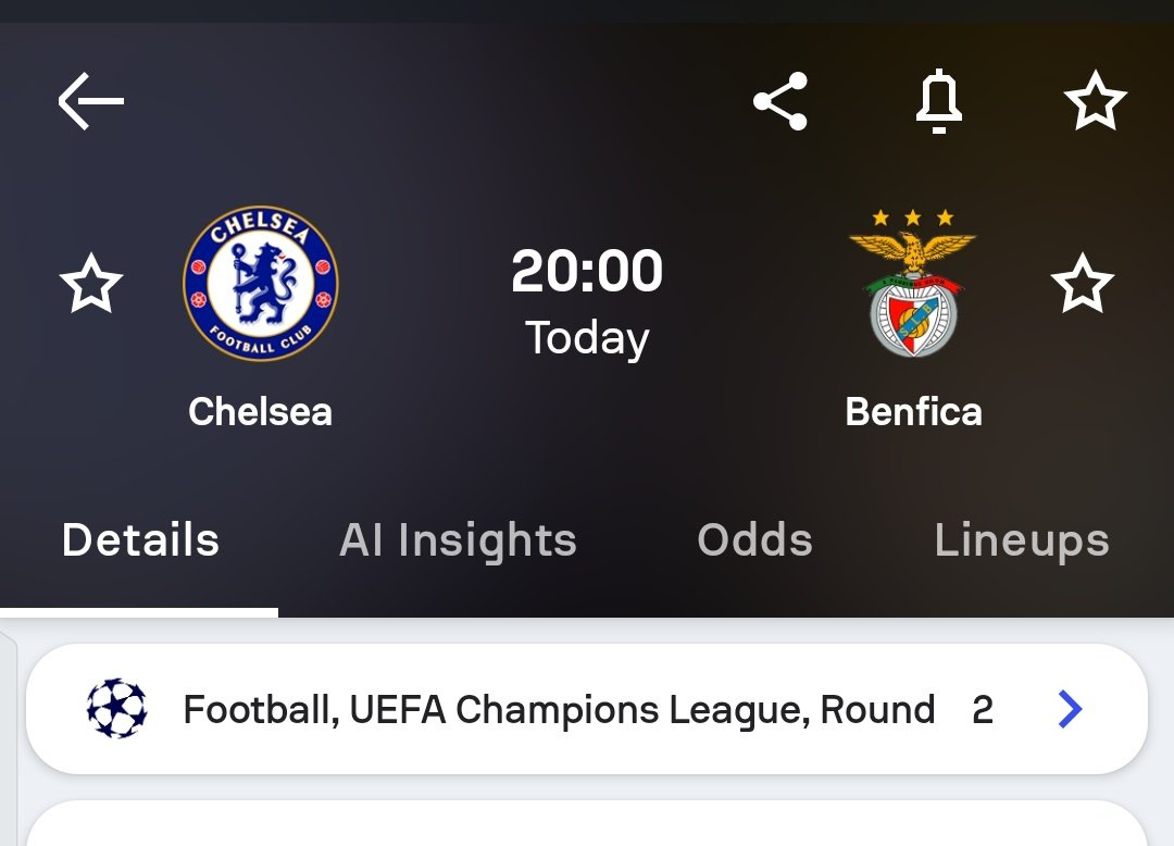 Predict the correct score line of this UCL clash between Chelsea and Benfica,  alongside the first goal scorer to WIN 20K.

Must be following
Must like and Repost
Predictions ends 30 mins before the match