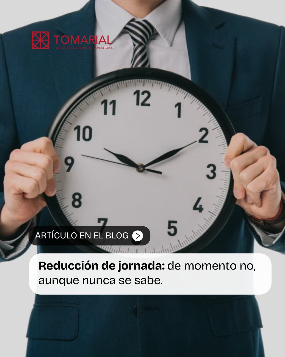 ¿Debe reducirse la jornada laboral? Nuestro socio del departamento laboral, Santiago Blanes Mompó analiza en el artículo los pros y los contras de esta cuestión.

📄 Puedes leer el artículo completo aquí:

➡tomarial.com/reduccion-de-j…

#Tomarial #Abogados #Economistas #laboral