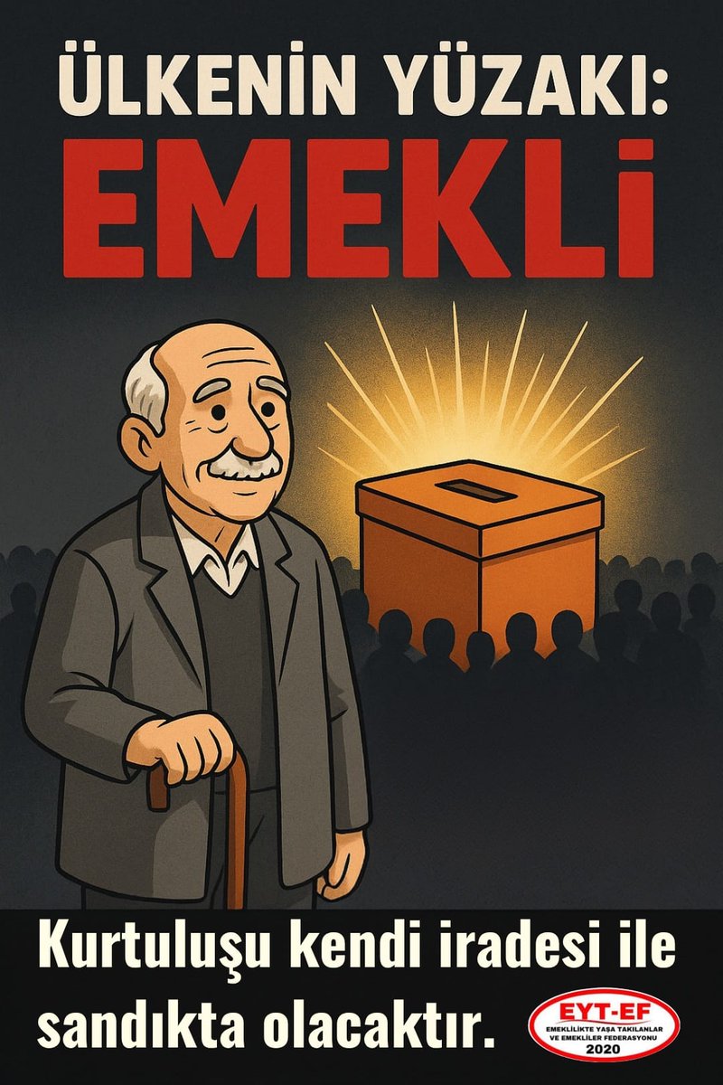 Maaşı kirasına yetmeyen,
Pazara çıkamayan,
Yardım ve ucuz ürün kuyruklarına mahkum edilen

#Emekli nin sefaleti kader değil,
İktidarın eseridir‼️

Kurtuluşu kendi iradesi ile sandıkta olacaktır.

#EmeklininKurtuluşuSandık
#5000KısmininKurtuluşuYASA
<a href="/RTErdogan/">Recep Tayyip Erdoğan</a>
<a href="/isikhanvedat/">Prof. Dr. Vedat Işıkhan</a>