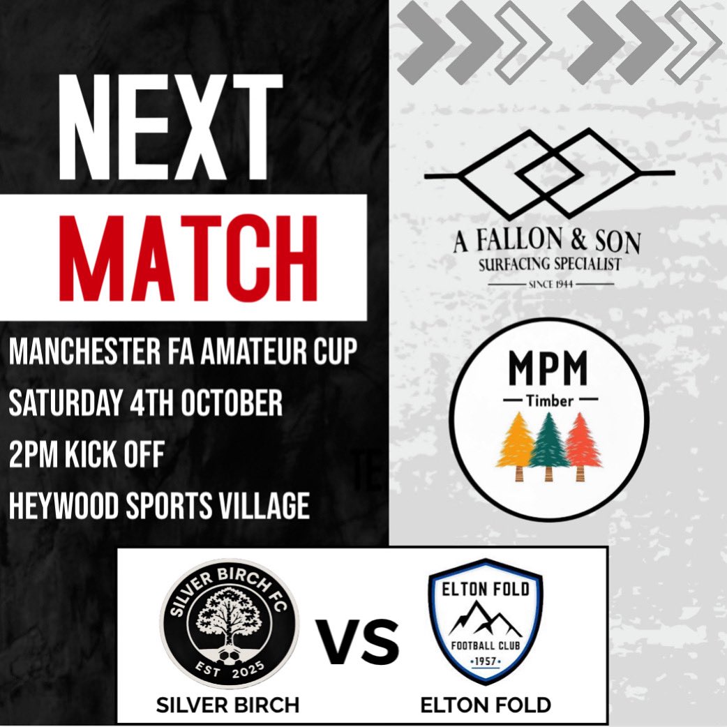 We turn our heads to the Manchester FA Amateur Cup as we face Elton Fold this Saturday🙌

Join the lads as we look to build on last weeks performance ✅

#UpTheBirch | #UTB