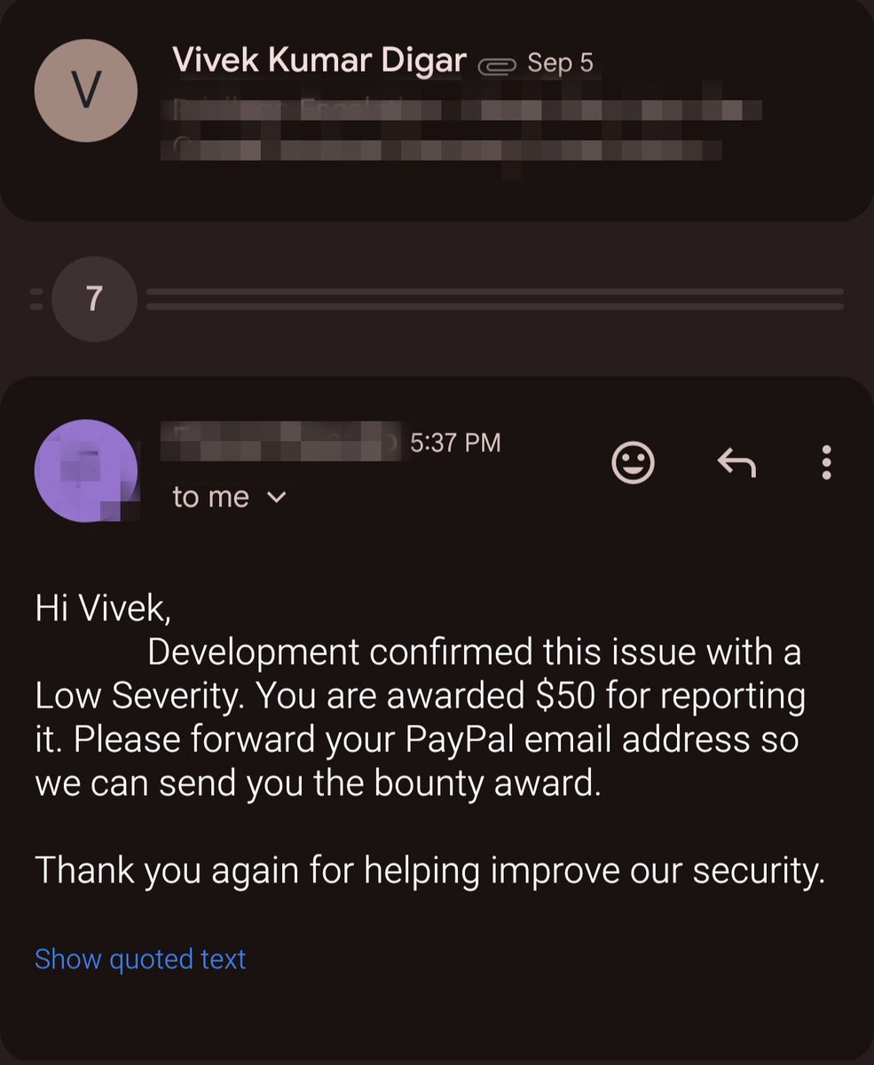 Bounty secured ✅

<a href="/Rohan_Lew/">Rohan_lew</a> <a href="/atif2816/">Atif Alam 🇮🇳</a>

#BugBounty #CyberSecurity #InfoSec #Hacking #CyberSecurityNews #BugBountyTips #EthicalHacking #Pentesting #CTF #RedTeam #BlueTeam #CyberThreats #OffensiveSecurity #SecurityResearch #ExploitDevelopment #VulnerabilityResearch #BugHunter