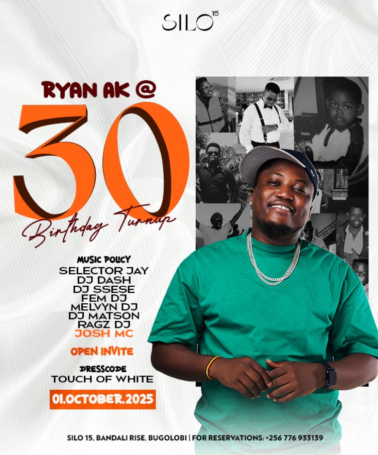 Silo15 (@silo15_) on Twitter photo Ryan AK at 30 Birthday Turnup ๐
w/<a href="/melvyndeejay/">MELVYN DEEJAY ๐บ๐ฌ</a> <a href="/djmatson2561/">djmatson@256</a> <a href="/Ragzdjug/">Mengo Faizo</a> <a href="/joshmc/">Josh McIntire</a>
๐Silo 15, Bandali rise, Bugolobi Ryan AK at 30 Birthday Turnup ๐
w/<a href="/melvyndeejay/">MELVYN DEEJAY ๐บ๐ฌ</a> <a href="/djmatson2561/">djmatson@256</a> <a href="/Ragzdjug/">Mengo Faizo</a> <a href="/joshmc/">Josh McIntire</a>
๐Silo 15, Bandali rise, Bugolobi