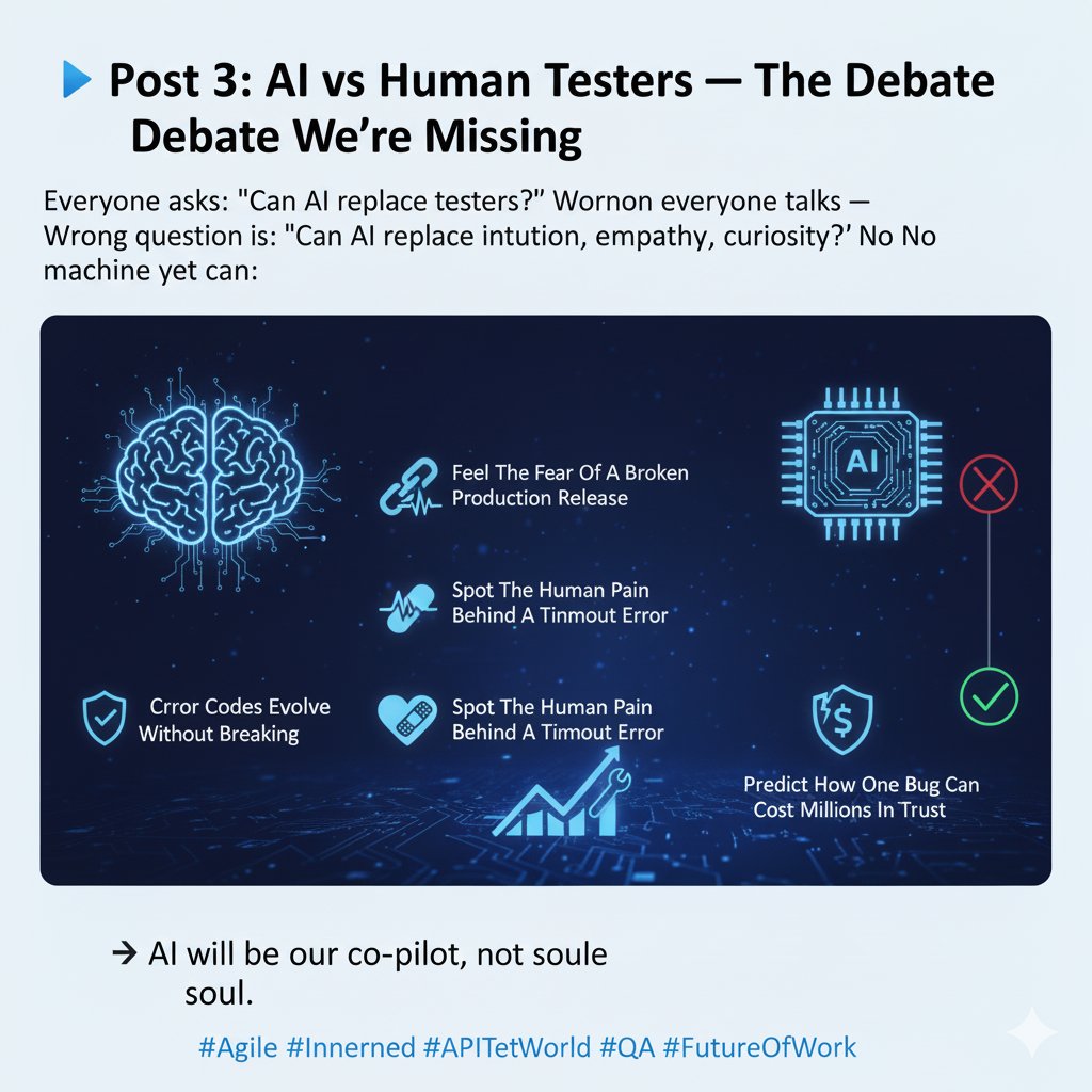 InnernetWorld's tweet image. 🔹 Post 3: AI vs Human Testers — The Debate We’re Missing #AI #artificial